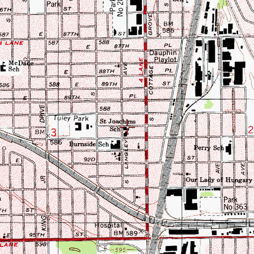 Topographic Map of Saint Joachims School, IL