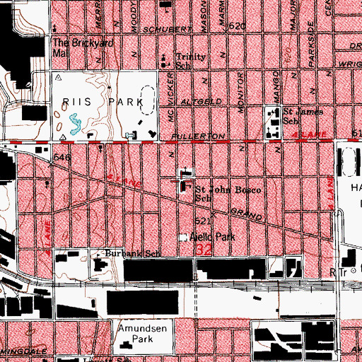 Topographic Map of Saint John Bosco School, IL