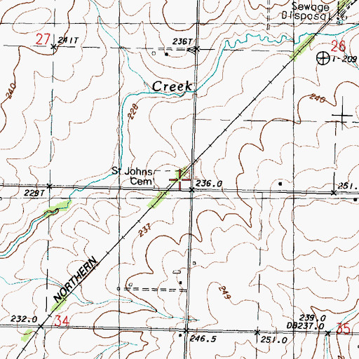 Topographic Map of Saint John Cemetery, IL