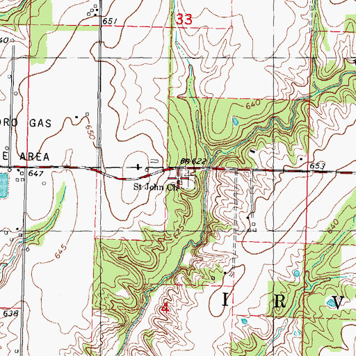 Topographic Map of Saint John Church, IL