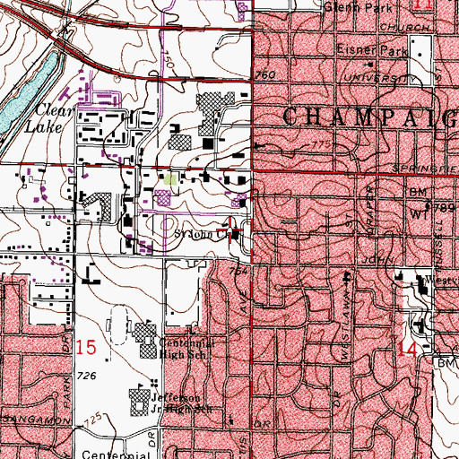 Topographic Map of Saint John Church, IL