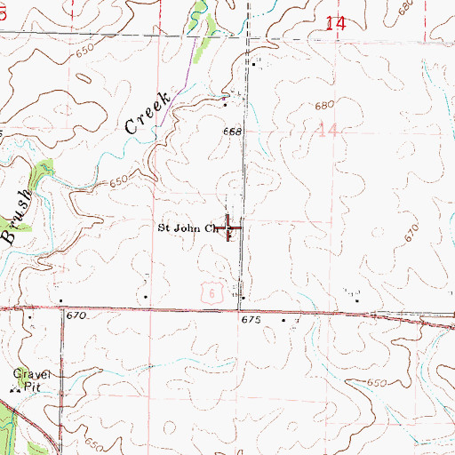 Topographic Map of Saint John Evangelical Lutheran Church, IL