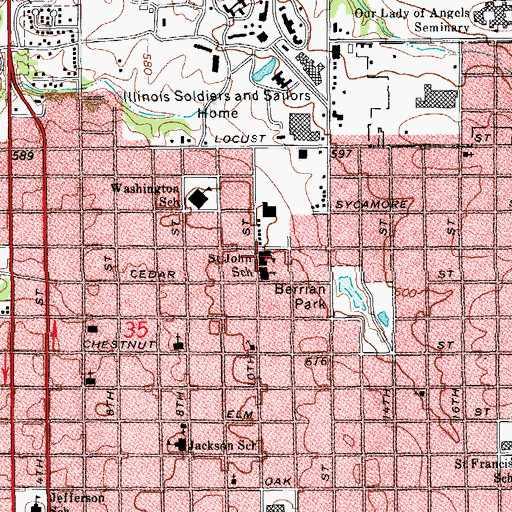 Topographic Map of Saint John School, IL