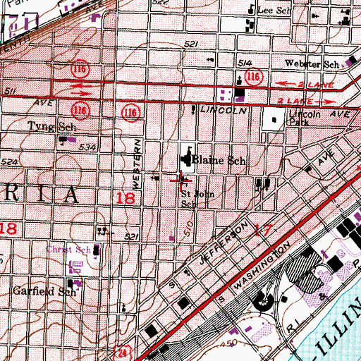Topographic Map of Saint John School, IL