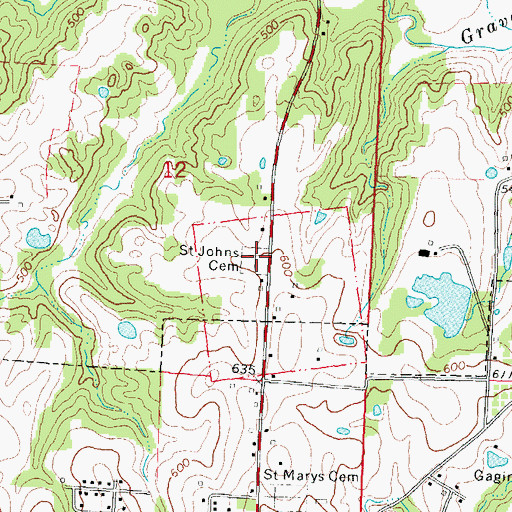 Topographic Map of Saint Johns Cemetery, IL