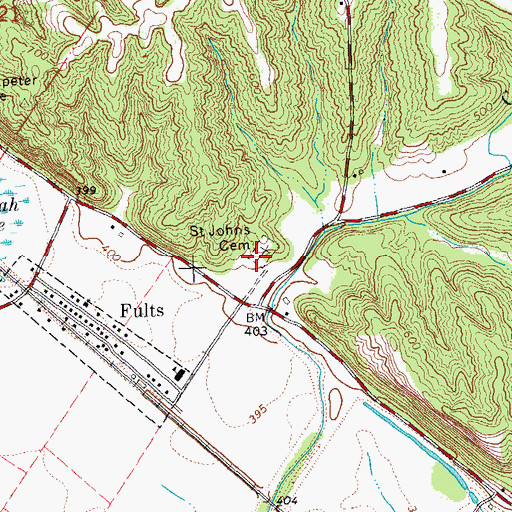 Topographic Map of Saint Johns Cemetery, IL