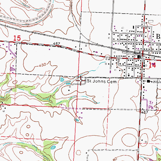 Topographic Map of Saint Johns Cemetery, IL