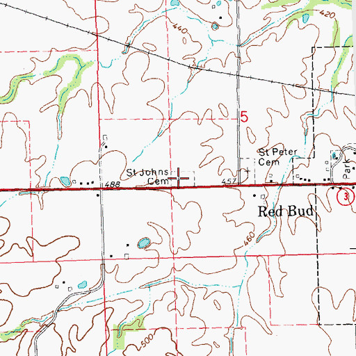 Topographic Map of Saint Johns Cemetery, IL