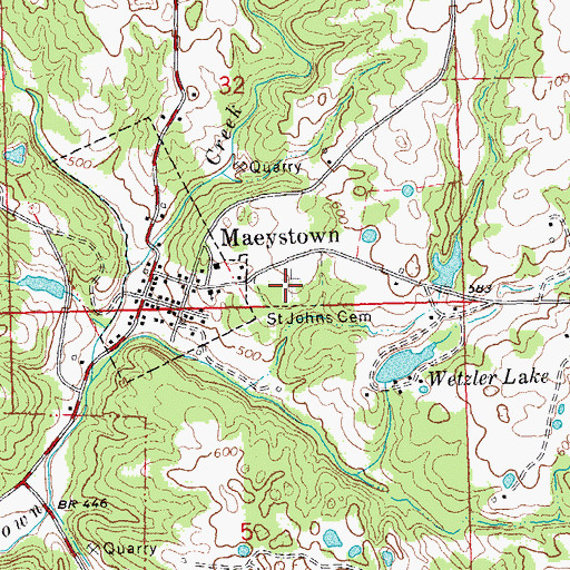 Topographic Map of Saint Johns Cemetery, IL