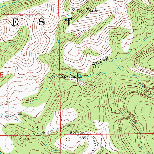 Topographic Map of Sheep Springs, AZ