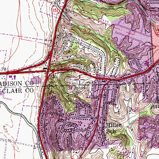 Topographic Map of Saint Johns Cemetery, IL