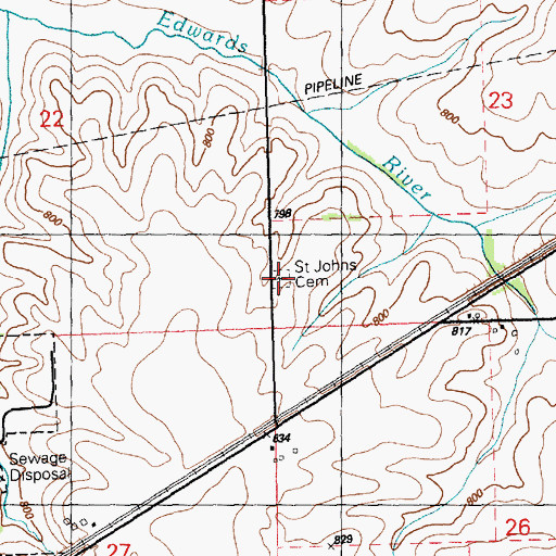 Topographic Map of Saint Johns Cemetery, IL