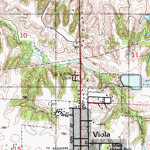 Topographic Map of Saint John's Cemetery, IL