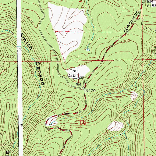 Topographic Map of Trail Cabin Forest Service Facility, AZ