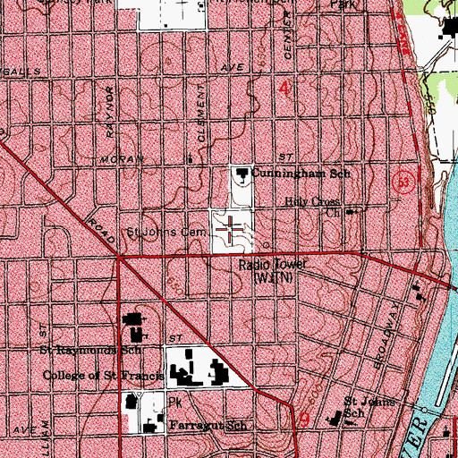 Topographic Map of Saint John the Baptist Cemetery, IL