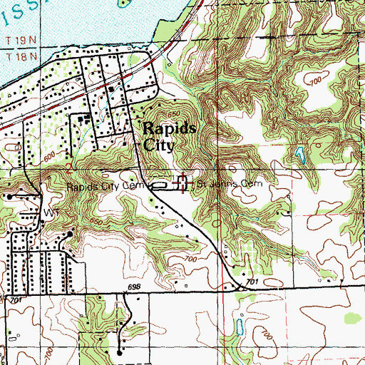 Topographic Map of Saint John's Catholic Cemetery, IL