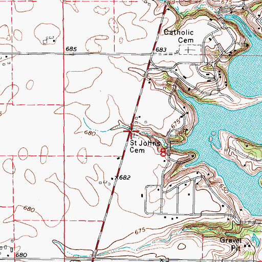 Topographic Map of Saint John Lutheran Cemetery, IL