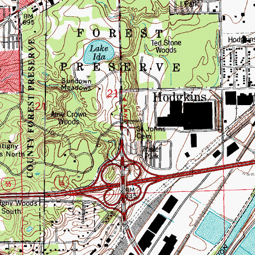 Topographic Map of Saint Johns Cemetery, IL