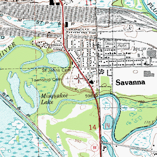 Topographic Map of Saint Johns Cemetery, IL