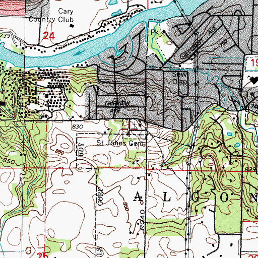 Topographic Map of Saint Johns Cemetery, IL