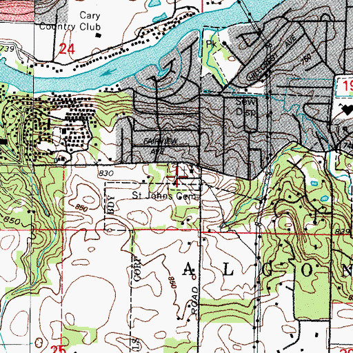 Topographic Map of Saint Johns Cemetery, IL