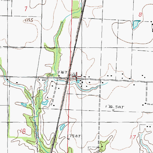 Topographic Map of Saint Johns Church, IL