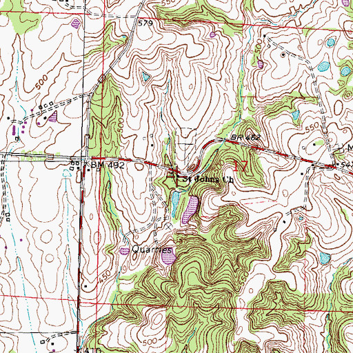 Topographic Map of Saint Johns Church, IL