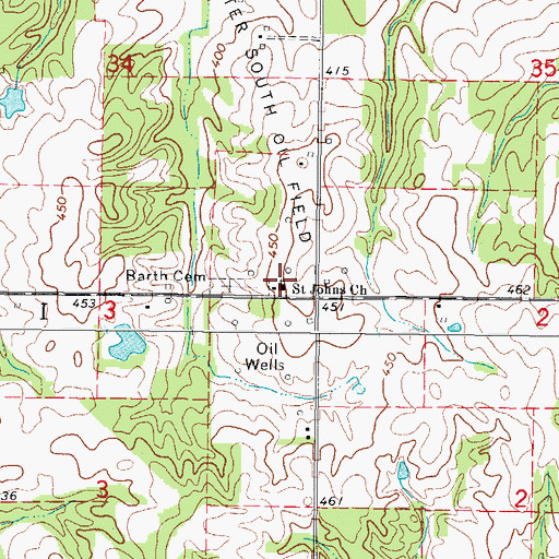 Topographic Map of Saint Johns Church, IL