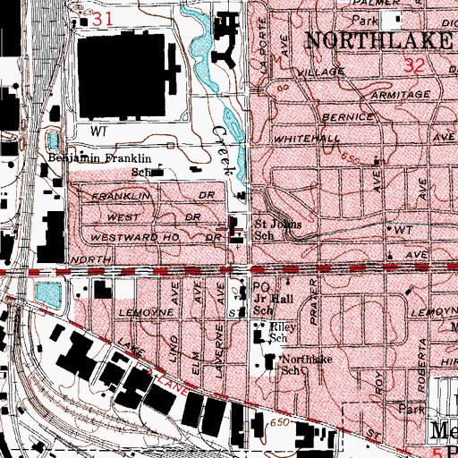 Topographic Map of Saint John Vianney School, IL