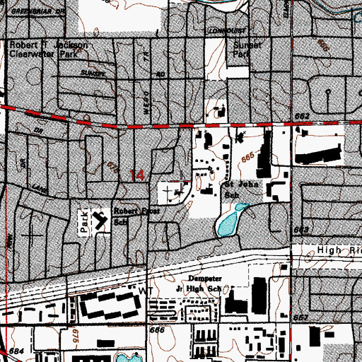 Topographic Map of Saint John School, IL