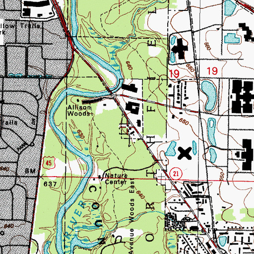 Topographic Map of Saint Johns School, IL