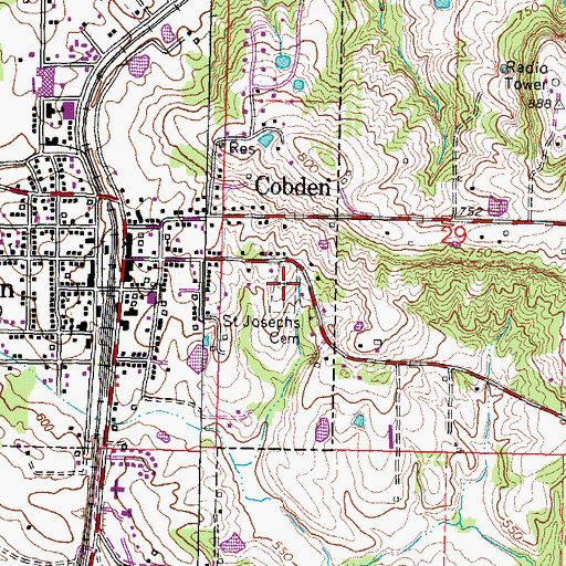 Topographic Map of Saint Joseph Cemetery, IL