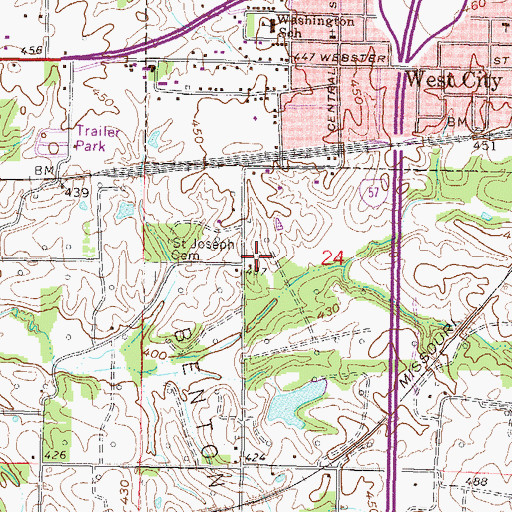 Topographic Map of Saint Joseph Cemetery, IL