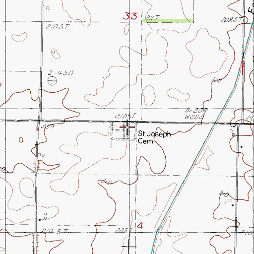 Topographic Map of Saint Joseph Cemetery, IL