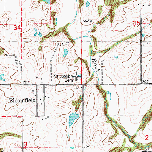 Topographic Map of Saint Joseph Cemetery, IL