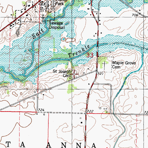 Topographic Map of Saint Josephs Catholic Cemetery, IL