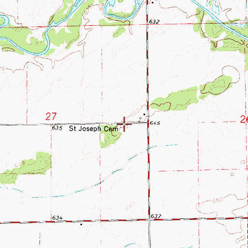 Topographic Map of Saint Joseph Cemetery, IL