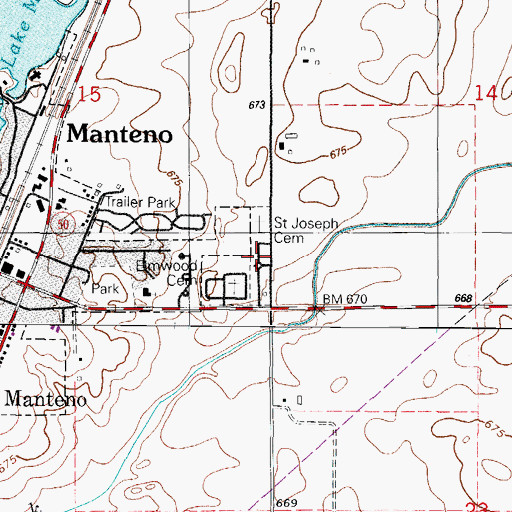 Topographic Map of Saint Joseph Cemetery, IL