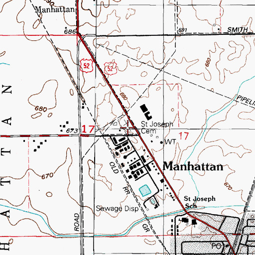 Topographic Map of Saint Joseph Cemetery, IL