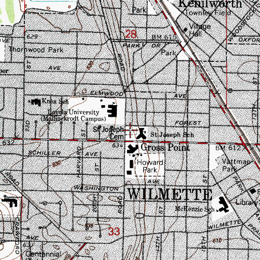 Topographic Map of Saint Joseph Catholic Cemetery, IL