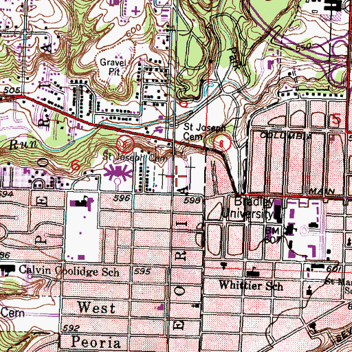 Topographic Map of Saint Joseph's Cemetery, IL