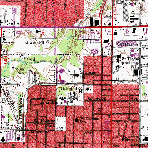 Topographic Map of Saint Joseph Hall, IL