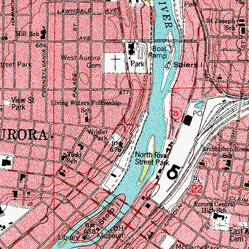 Topographic Map of Saint Joseph Hospital, IL