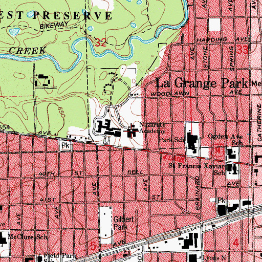 Topographic Map of Saint Joseph Military Academy (historical), IL
