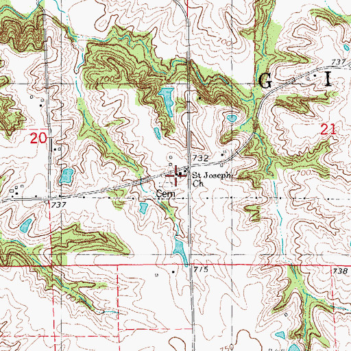 Topographic Map of Saint Joseph School (historical), IL