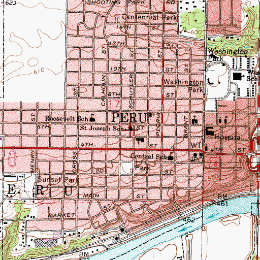 Topographic Map of Saint Joseph School, IL