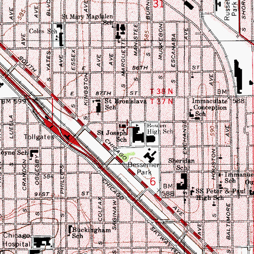 Topographic Map of Saint Joseph School, IL