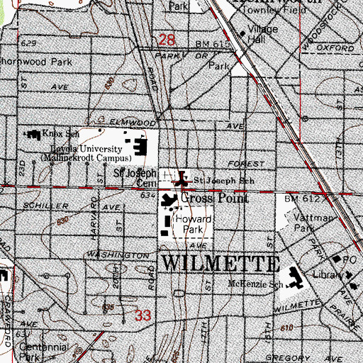 Topographic Map of Saint Joseph School, IL