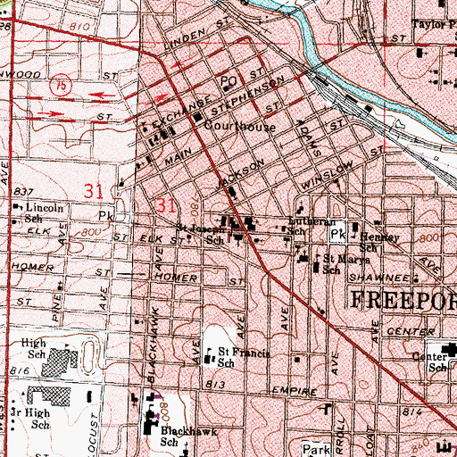 Topographic Map of Saint Joseph School, IL