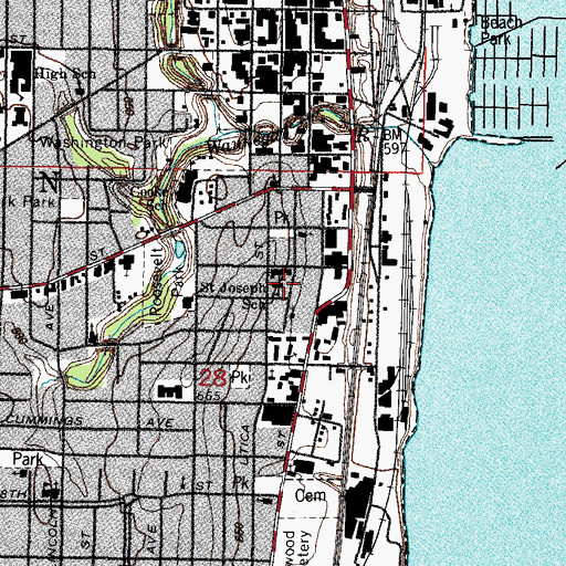 Topographic Map of Saint Joseph School, IL